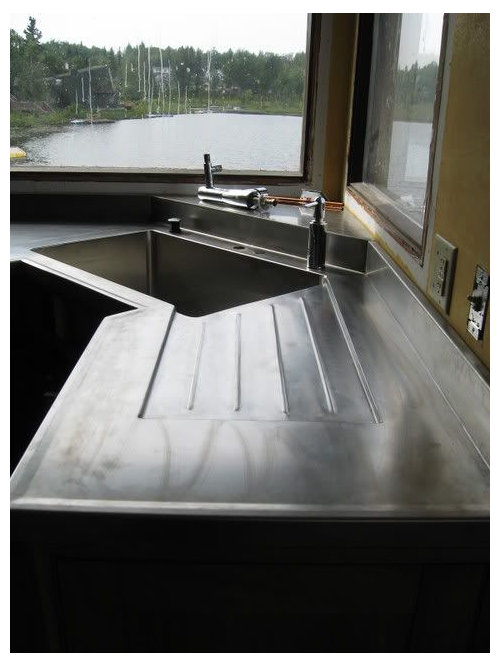 Stainless Steel Countertops With Marine, Stainless Steel Countertop Edging