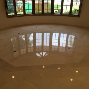 Limestone floor beautifully polished