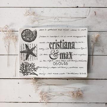 Personalized Coastal Wedding Invitation Ceramic Serving Platter