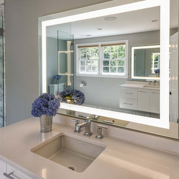 Modern Carrara Marble Bathroom Remodel, Andover, MA