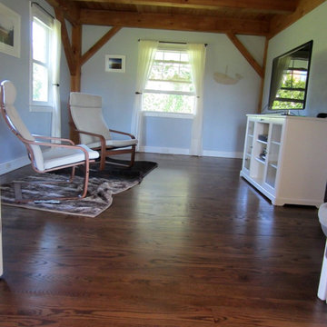 SAGAPONACK FARMHOUSE: WIDE PLANK RED OAK REVIVED - MED BROWN STAIN/TRAFFIC HD