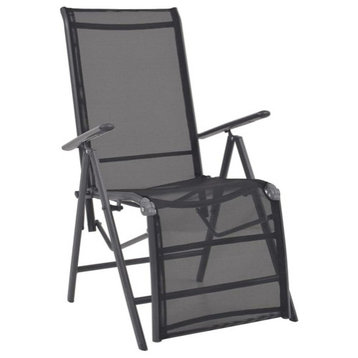 vidaXL Outdoor Chair Outdoor Reclining Deck Chair Aluminum and Textilene Black