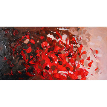 Red Coral 48x24" Original Large Modern Painting on stretched canvas