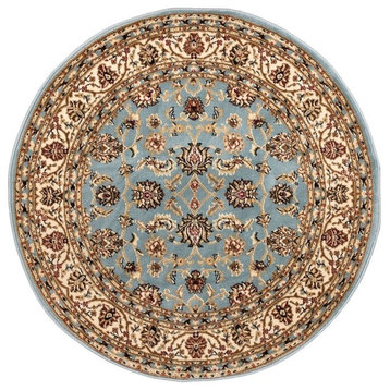 Well Woven Barclay Sarouk Traditional Oriental Light Blue Round Rug 3'11" Round
