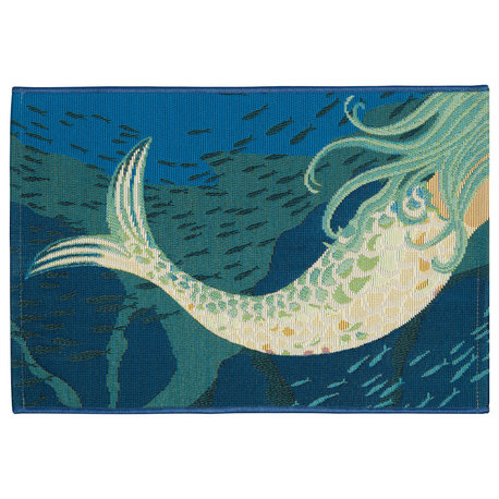 Esencia Mermaids Are Real Indoor/Outdoor Mat Ocean 2'5"x3'11"