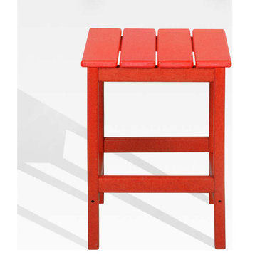 WestinTrends Outdoor Patio Adirondack Plastic Side Table Square Accent Table, Red