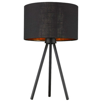 Acclaim Morenci Table Lamp, Black/Black Fabric Drum/Copper