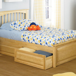 Brooklyn Platform Bed with Raised Panel Footboard in Natural Maple Finish - Platform Beds