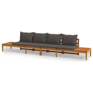 vidaXL Patio Bench 2 pcs Outdoor Sectional Furniture with Cushions Acacia Wood