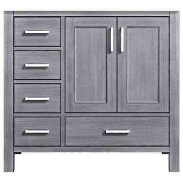 Lexora Home Jacques 36" Vanity Cabinet in Distressed Gray