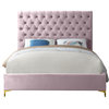 Cruz Velvet Upholstered Bed, Pink, Queen