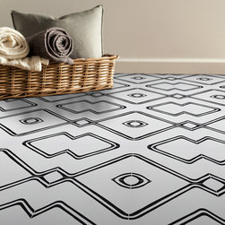 Moroccan Mosaic and Tile House - 8"x8" Chawen Handmade Cement Tile, White/Black, Set of 12 - Wall And Floor Tile