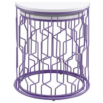Furniture of America Vereira Metal 2-Piece Nesting Table in Purple and White