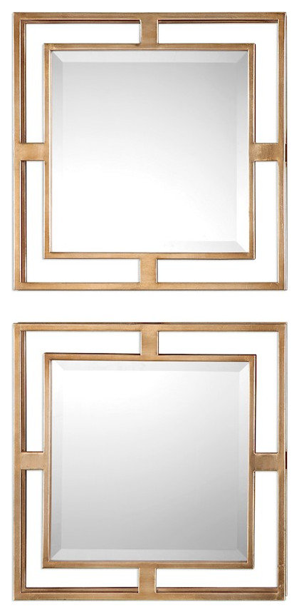 Uttermost Allick Gold Square Mirrors Set of 2, 9234 - Contemporary ...