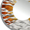 Contemporary Silver and Orange Round Hanging Wall Mirror