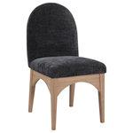Meridian Furniture - Waldorf Chenille Upholstered Dining Chair, Black, Chenille, Natural Finish, Black, Side Chair, Chenille Fabric, Natural Finish - The Waldorf Chenille Fabric Dining Side Chair exudes elegance and comfort. Crafted with solid ash wood, this dining chair boasts a sturdy and durable construction. The natural finished legs provide a warm and welcoming touch to the overall design. The plush black chenille fabric on the seat and backrest of the chair offers a soft and cozy seating experience, making it an ideal choice for long dinner conversations with family and friends.