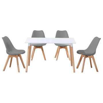 Best Master Mirage Modern 5-Piece Solid Wood Dining Set in Gray