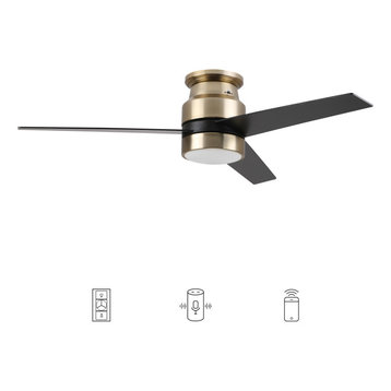 Carro 52'' Ceiling Fan with Light, Wall Control and Remote by Wifi App, Golden