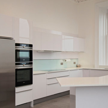 Modern All-White Kitchen in Glasgow
