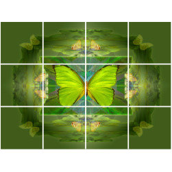 Green Butterfly- 17" x 12.75"  - Tile Mural - Tile Murals