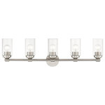 Livex Lighting - Whittier 5-Light Brushed Nickel Large Vanity Sconce - Illuminate your home with a bright design from the Whittier collection. This large five-light vanity sconce features a brushed nickel finish with clear glass. Perfect for a contemporary or transitional luxury bathroom setting.