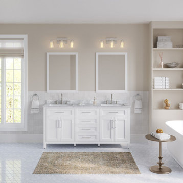 The Oswald Bathroom Vanity, White, 72", Double Sink, Freestanding