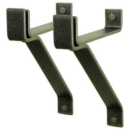 Handcrafted 8" Wall Brackets For Roll End Bar (Set of 2) Hammered Steel
