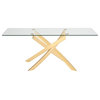 Modrest Pyrite Modern Glass and Gold Dining Table