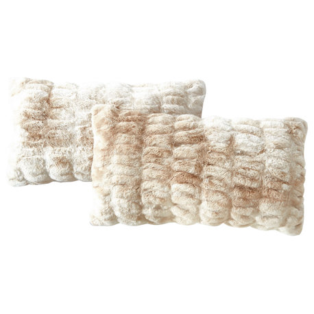 Shar Pei Faux Fur Pillow Shell Set, Fungi, 2 Piece Lumbar, 14"x26"