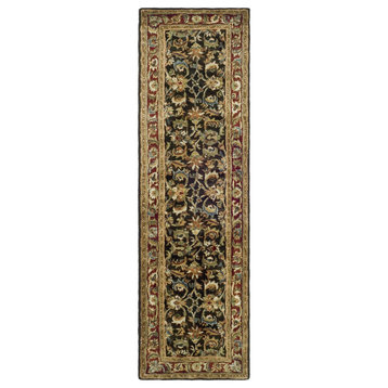 Safavieh Classic Collection CL758 Rug, Dark Olive/Red, 2'3"x12'