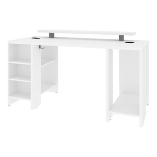 Bush Furniture Key West 32 W Secretary Desk With Storage And 5 Shelf  Bookcase Pure White Oak Standard Delivery - Office Depot