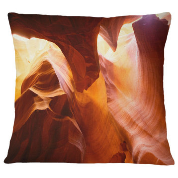 Yellow Antelope Canyon Landscape Photo Throw Pillow, 16"x16"