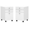 Home Square 3 Drawer Mobile Wood Filing Cabinet Set in Pure White (Ste of 2)