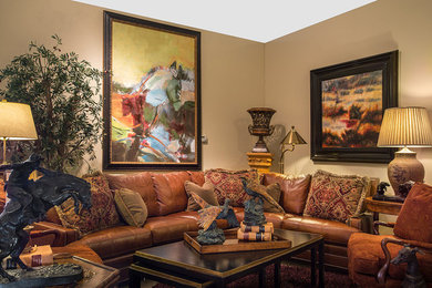 Elegant family room photo in Salt Lake City