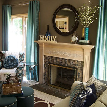 Teal and Taupe Living Room