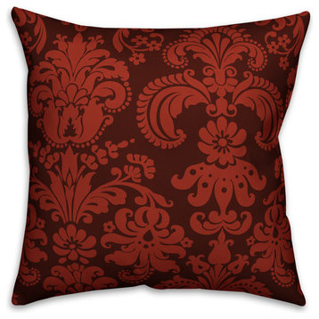 Red Damask 16"x16" Outdoor Throw Pillow