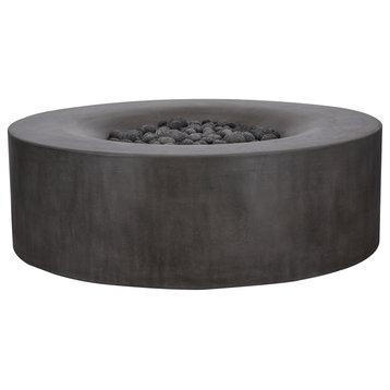Pyromania Avalon Concrete Round Fire Table, 42", Charcoal, Natural Gas