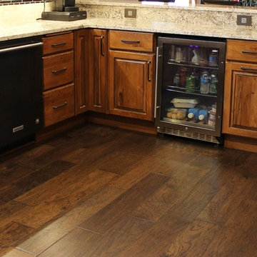 Rural Kewanee Kitchen Remodel With Rustic Beech Cabinets and White Sand Granite