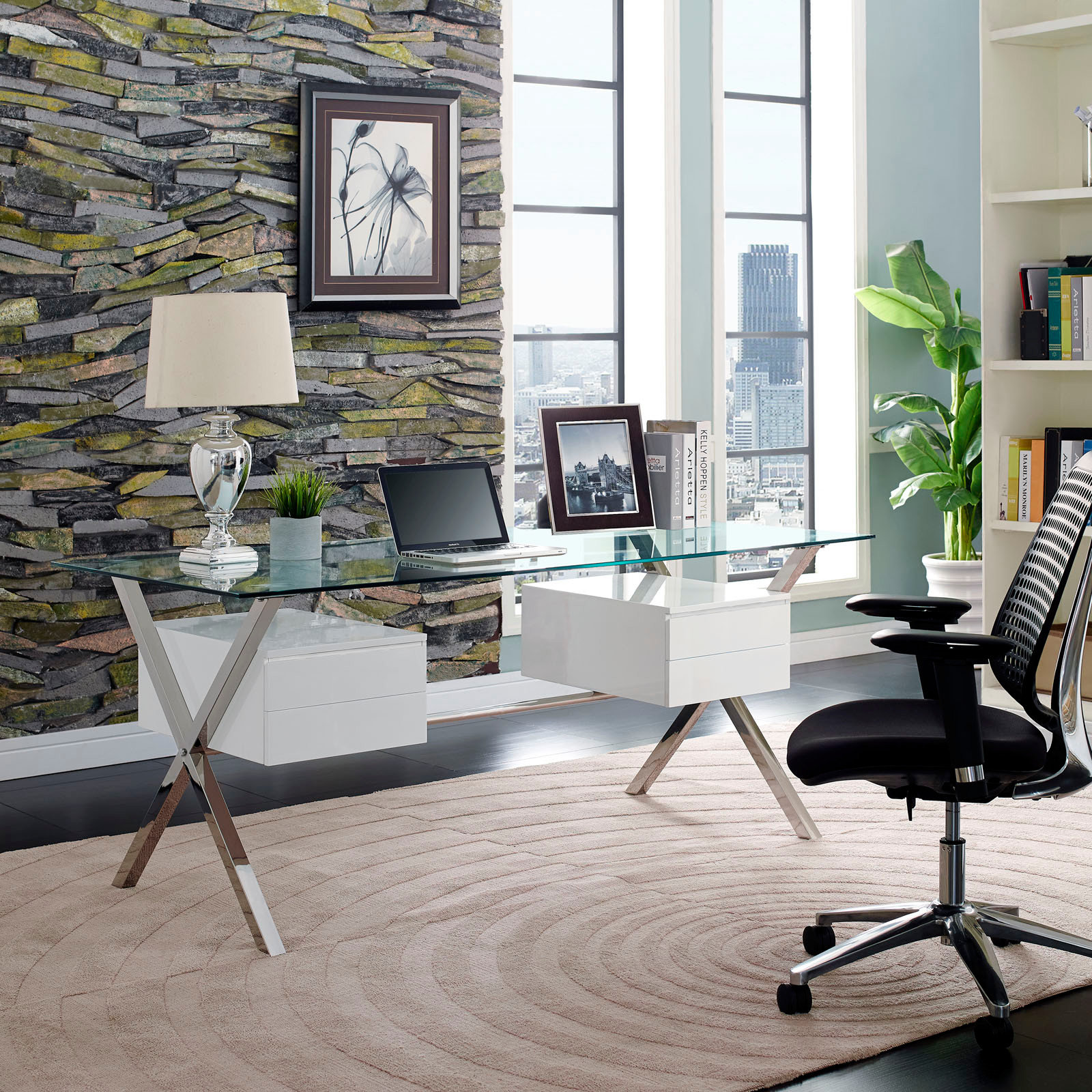 Abeyance Stainless Steel Office Desk, White