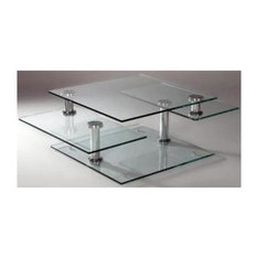 Gl Top Square Coffee Tables Houzz Chintaly Imports Square Base Tail Table With Three Tier Tops Coffee Tables