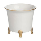 Jaipur Cachepot, White and Gold, Large