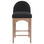 Meridian Furniture - Waldorf Chenille Upholstered Stool, Black, Chenille, Natural Finish, Black, Boucle Fabric, Natural Finish - The Waldorf Boucle Fabric Counter Stool exudes elegance and comfort. Crafted with solid ash wood, this stool boasts a sturdy and durable construction. The natural finished legs provide a warm and welcoming touch to the overall design. The plush black boucle fabric on the seat and backrest of the stool offers a soft and cozy seating experience, making it an ideal choice for long dinner conversations with family and friends.