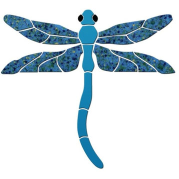 Dragonfly Ceramic Pool Mosaic - Light Blue - 10"x9" 10"x9", Light Blue