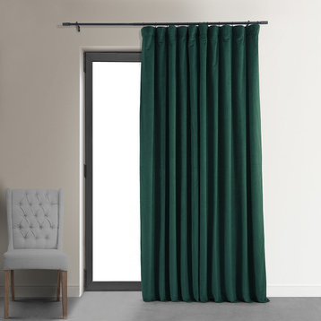 Extra Wide Blackout Velvet Curtain Single Panel, Blackforest Green, 100w X 96l