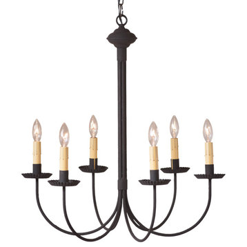 Irvin's Country Tinware 6-Arm Grandview Chandelier with Ecru Sleeves