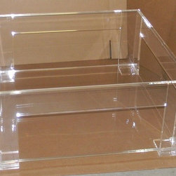 Coffee Table - Lucite with flange and optional lower shelf - square or rectangle - Products