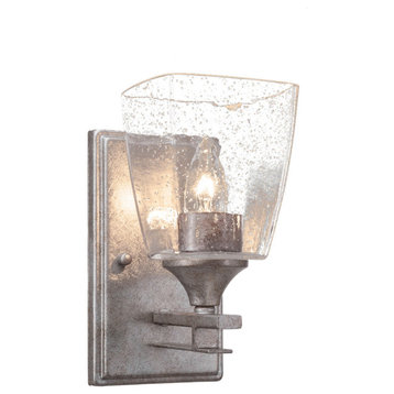 Uptowne 1-Light Wall Sconce, Aged Silver/Clear Bubble