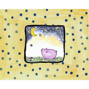 I See Tonight-Pig, Ready To Hang Canvas Kid's Wall Decor, 24 X 30