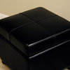 Baxton Studio Full Leather Storage Cube Ottoman, Black