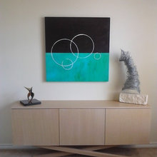 Credenza---family room wall below opening